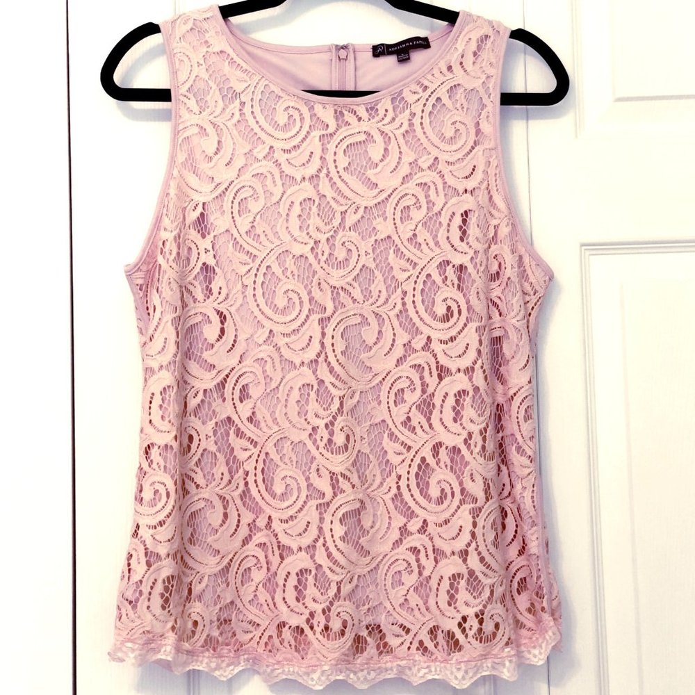 Adrianna Papell Pink Lace Sleeveless Top